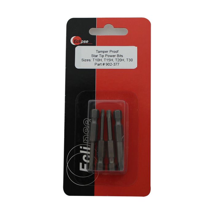 Eclipse Tools Pro'sKit 4pc Tamper-Proof Torx Star Bit Set T10H–T30