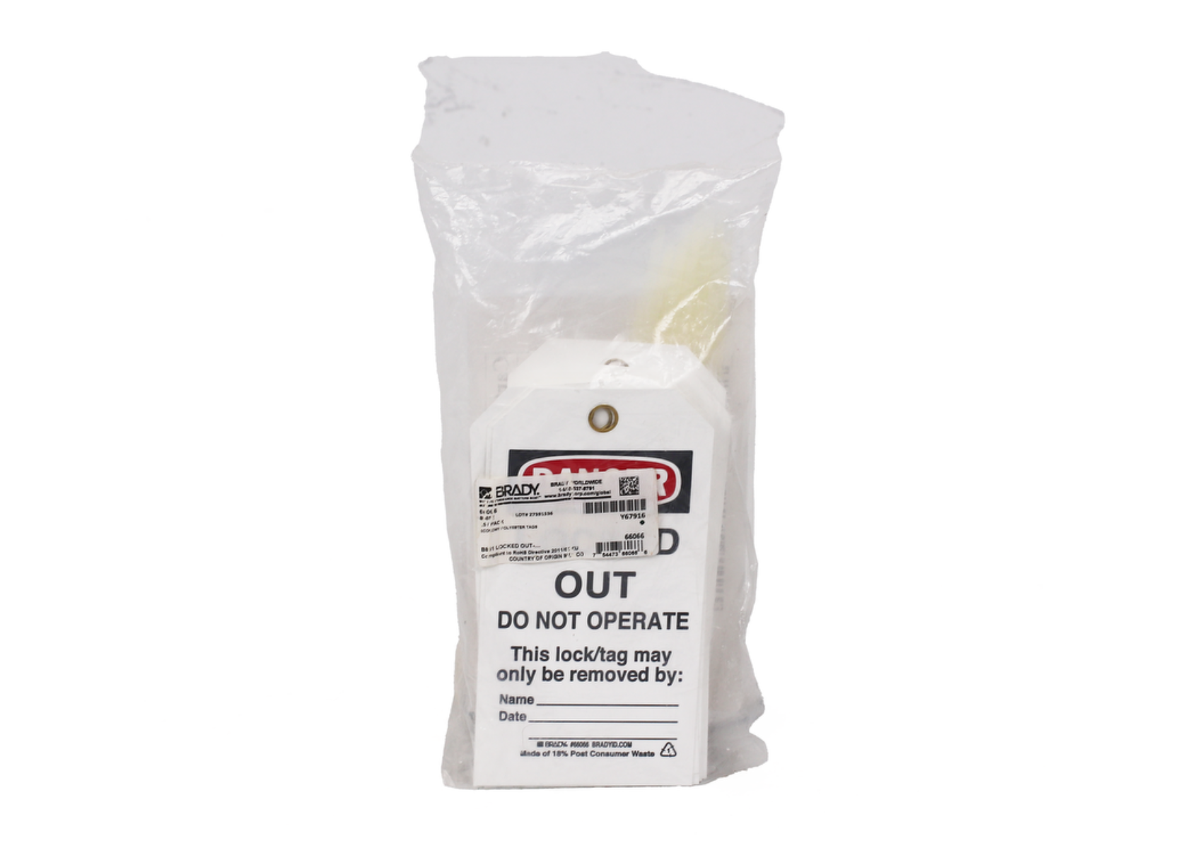 Brady 66066 Lockout Tagout Tags 25-Pack | Danger Locked Out Do Not ...
