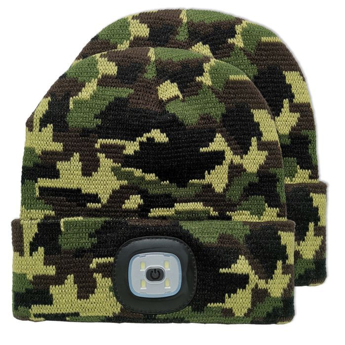 Eclipse Tools Pro'sKit USB LED Rechargeable Beanie Headlight Camo 2-Pack