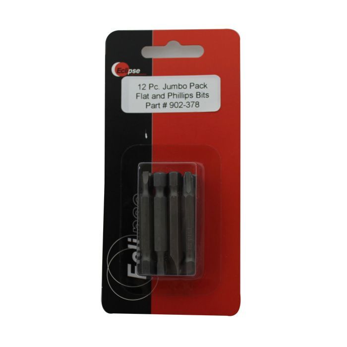 Eclipse Tools 12 Pc Jumbo Pack Assorted Flat and Phillips 1-15/16" Power Bit Set