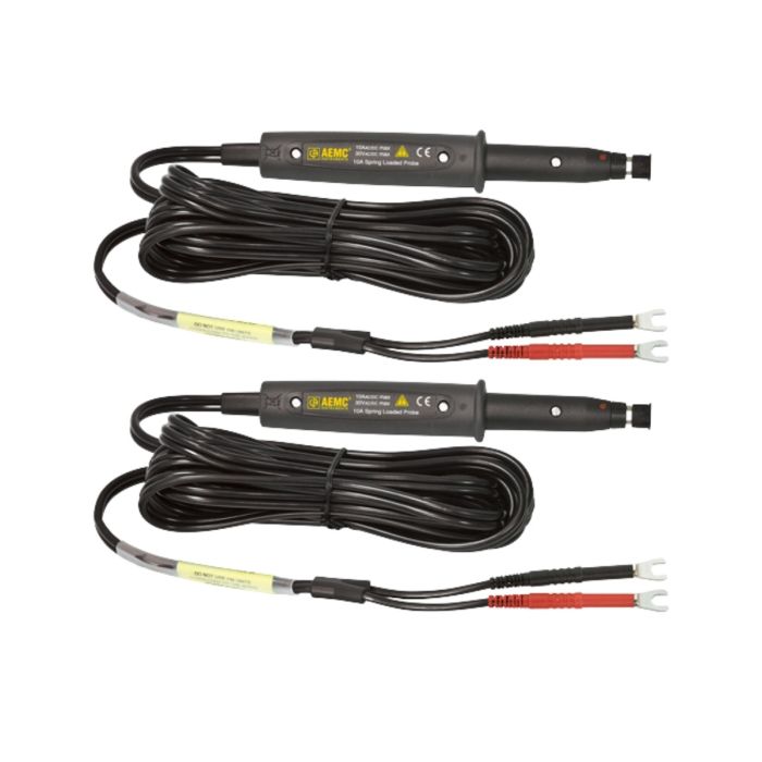 AEMC 2118.78 10A spring-loaded Kelvin probes with 20 ft leads and spade lug terminals