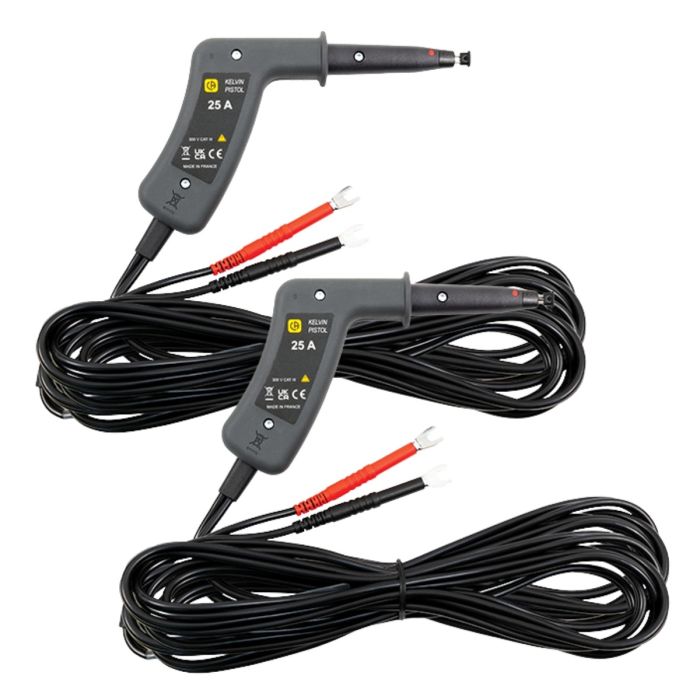AEMC 2118.85 25A Kelvin Probes with spring-loaded pistol grips and 20 ft leads
