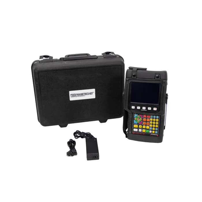 Olympus Epoch 4: Advanced ultrasonic flaw detector for precise material inspections, featuring DAC, TVG, PRF, CSC, SPOTWELD, DGS, AWS D1.1, and API 5UE.