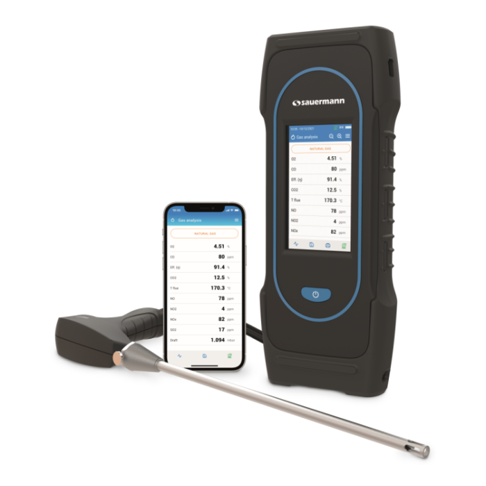 Sauermann SICA 2303N is a Gas Analyzer, Includes O2, CO, & NO Sensors, 300m Probe, 3m Dual Hose