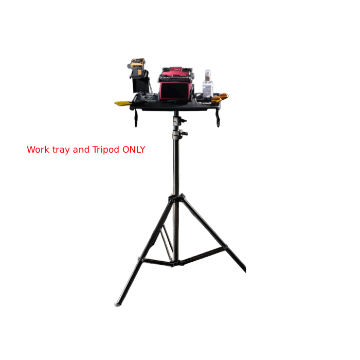 INNO Instrument UN1COMT fiber splicing work tray with adjustable tripod stand, shown without tools (tray and tripod only)