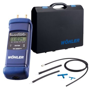 Wöhler DC 2000 Pro Pressure Computer with carrying case, tubing, connectors, and fittings
