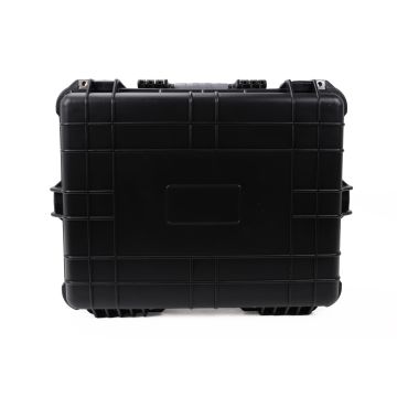 1550-Class Black Waterproof hard case 20.66 × 17.2 × 8.4 in with egg-crate lid foam, pluck-foam base, dual latches, pressure valve and reinforced hasps.
