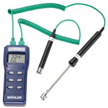 Wöhler DT 310 differential thermometer with two included K-type surface probes for water and exhaust pipe temperature measurement
