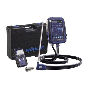 Wöhler A 450 L Combustion Analyzer 8174 with 5,000 ppm CO sensor, probe, printer, and case