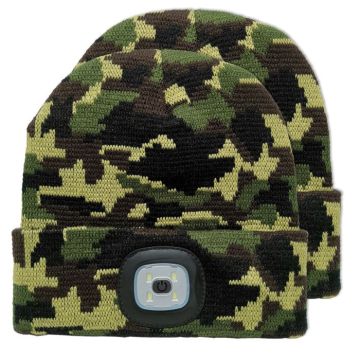 Eclipse Tools Pro'sKit USB LED Rechargeable Beanie Headlight Camo 2-Pack