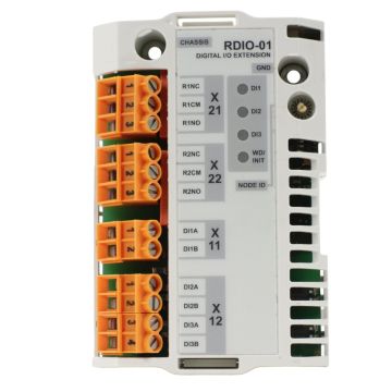 ABB RDIO-01 digital I/O extension module with terminal blocks and status indicators product