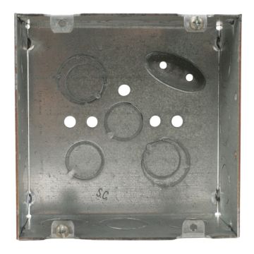 ABB Steel City 72171 4-11/16 inch square steel electrical box with conduit knockouts product view