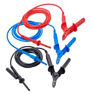 AEMC 2151.38 25 ft 15 kV safety lead set with red, blue, and black clips