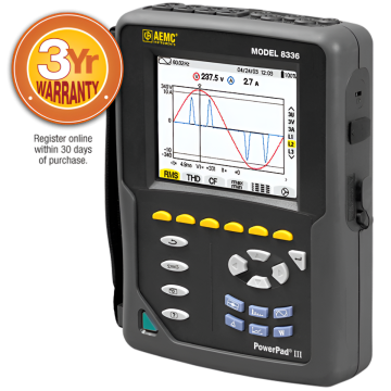 AEMC PowerPad III Model 8336 Power Quality Analyze