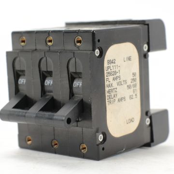 Airpax UPL111-25620-1 3-pole magnetic-hydraulic circuit breaker with lever actuator