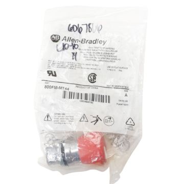 Allen-Bradley 800FM-MT44 metal emergency stop push button operator with 40 mm red mushroom actuator product view