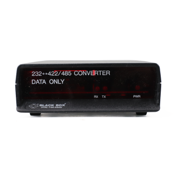 Black Box IC107A-R2 RS-232 to RS-422/485 converter, front view showing DATA ONLY label and RX, TX, and PWR LEDs