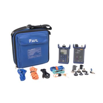 AFL NOYES SMLP5-5 SM/MM Optical Loss Test Set with OLS4 light source and OPM5-2D power meter — Certified Pre-Owned full kit with Mandrels and Assorted Adapter caps