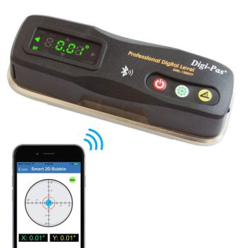 Digi-Pas DWL1300XY 2-Axis Smart Machinist Digital Level, BLUETOOTH, 0.002"/ft (0.2mm/M), (NIST-Traceable Compliant*)