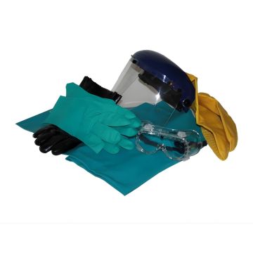 Eagle Eye BA-SAFETY Battery Safety Kit with apron, gloves, goggles, face shield, over-boots, and storage bag