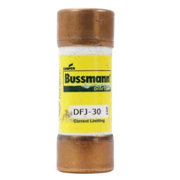 Eaton Bussmann DFJ-30 Class J 30A high speed current-limiting drive fuse with cylindrical body and metal end caps product view