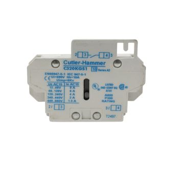 Eaton Cutler-Hammer C320KGS1 Freedom Series side-mounted auxiliary contact block with 1NO configuration