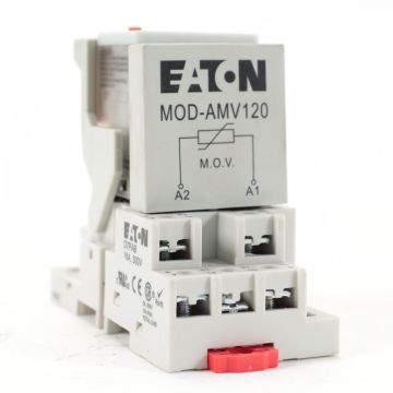 Eaton D7PAB relay socket kit with D7PF3AA relay and MOD-AMV120 MOV module
