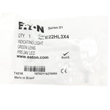Eaton E22HL3X4 22.5 mm green LED non-metallic indicating light 24 VAC/VDC