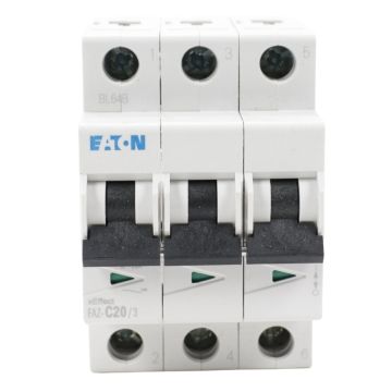 Eaton FAZ-C20/3 20A 3-pole miniature circuit breaker, C curve, catalog 278874
