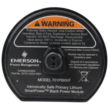 Emerson 701PBKKF SmartPower Black intrinsically safe primary lithium power module product view