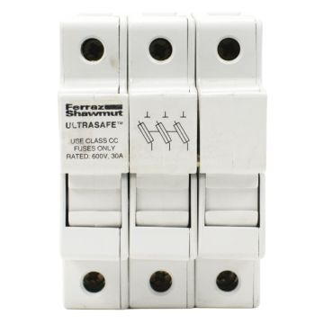 Ferraz Shawmut USCC3 M217522 3-pole 30A 600V Class CC DIN rail fuse holder