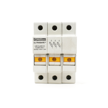 Ferraz Shawmut USCC3I ULTRASAFE 3-pole Class CC fuse holder with three indicator windows
