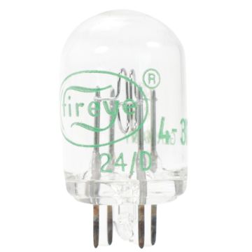 Fireye 4-314-1 ultraviolet flame scanner tube shown with original Fireye carton product view