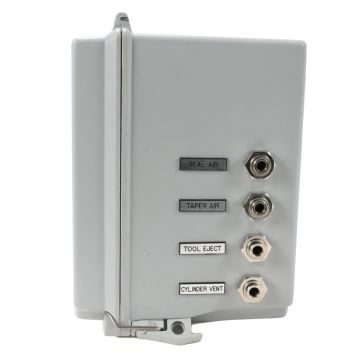 Fischer 333007 Pneumatic Preparation Unit with labeled pneumatic ports and enclosed control cabinet