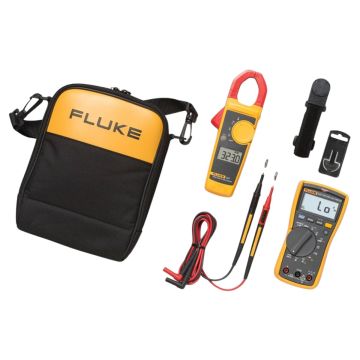 Fluke 117 323 Electricians Multimeter Clamp Meter Kit with Test Leads ToolPak Case