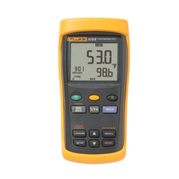 Fluke 53-II B single input digital thermometer with backlit display and protective holster Product View