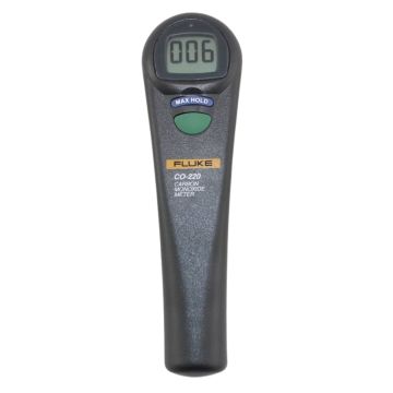 Fluke CO-220 handheld carbon monoxide meter with LCD display and control buttons Product View