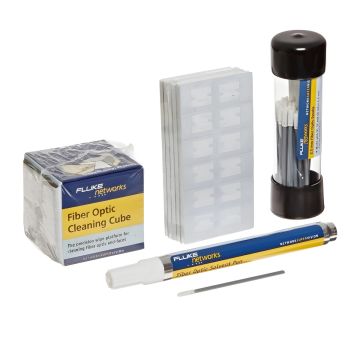 Fluke Networks NFC KIT BOX Fiber Optic Cleaning Kit with Cleaning Cube Cards Solvent Pen and Swabs