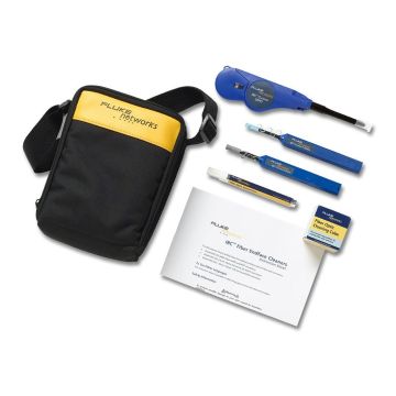 Fluke Networks NFC KIT CASE E Fiber Optic Cleaning Kit with OneClick Cleaners Solvent Pen and Cleaning Cube
