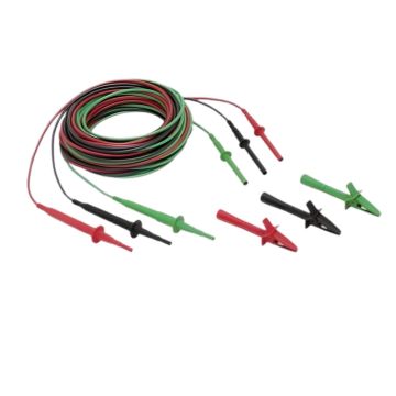 Fluke TL1550EXT extended test leads with red, black, and green leads and alligator clips Product View