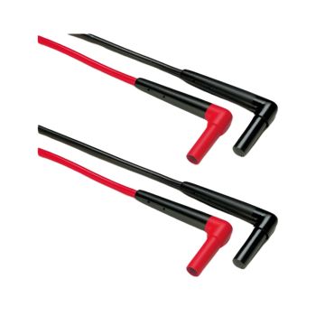 Fluke TL222 SureGrip right angle silicone test leads with red and black insulated cables and safety-shrouded banana connectors Product View