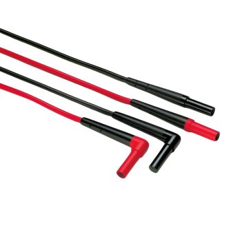 Fluke TL224 SureGrip insulated test leads with red and black silicone-insulated wires and right-angle banana plug connectors Product View
