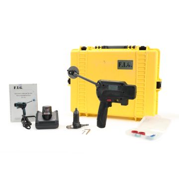 FTTH Innovations FIG air blown microfibre installation tool kit with case, charger, battery, manual, and accessories