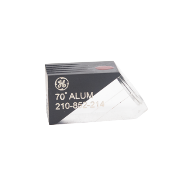 Used GE Inspection Technologies 70 ALLUM 210-852-214 70 degree shear wave wedge for ultrasonic testing in aluminum