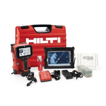 Hilti PS 300 Ferroscan concrete scanner kit with PSA 200 Monitor Tablet, accessories, and Hilti hard case