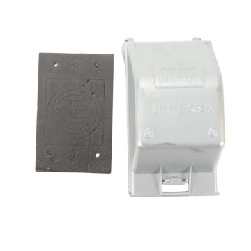 Hubbell WP8M weatherproof 1-gang outlet box hood in gray with gasket and mounting screw
