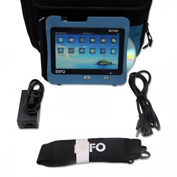 EXFO MaxTester MAX-720C-SM2-EA-RF OTDR iOLM fiber tester with charger, strap, and case