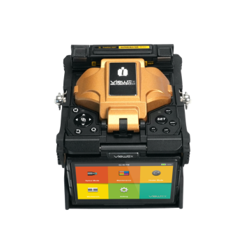 Rear label detail of INNO Instrument View 5X core alignment fusion splicer with certification markings
