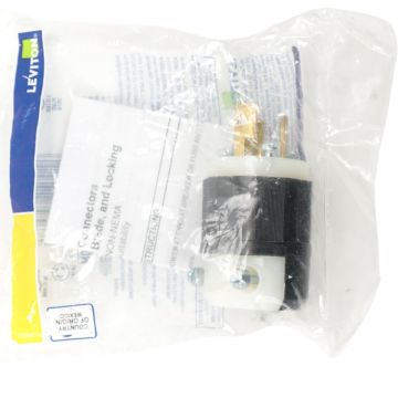 Leviton 161-4570-C locking plug L6-15P 15A 250V industrial grade black white