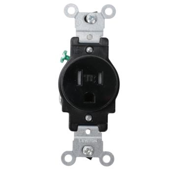 Leviton T5015-E 15 amp 125 volt black tamper resistant single electrical receptacle product view